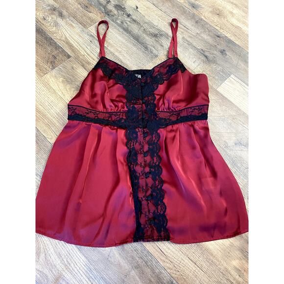 Vintage Romantic Goth Red Satin Lace Babydoll Cami Women's M - Picture 6 of 10